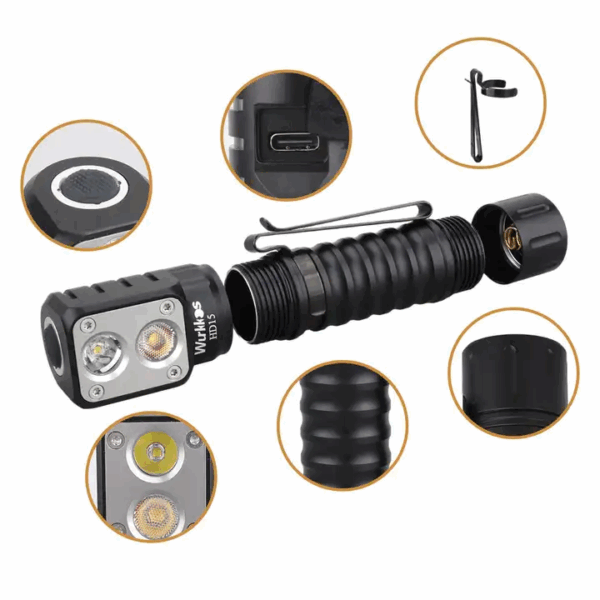 Wurkkos HD15 2000 Lumen 151m Throw Rechargeable Headlamp with 18650 Battery