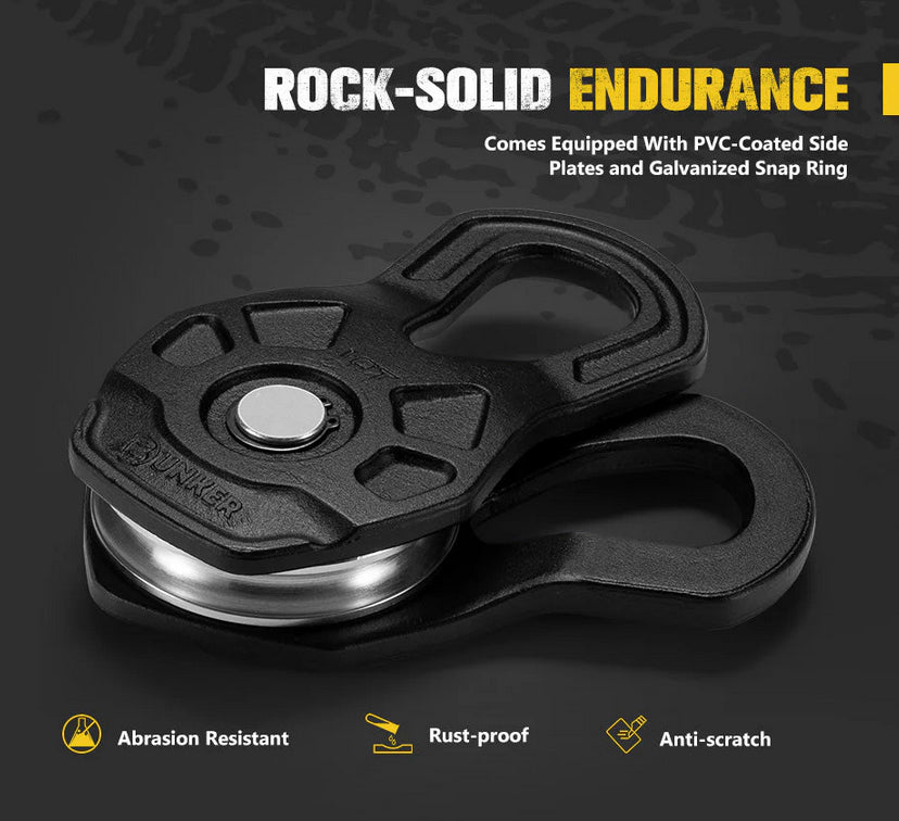Bunker Indust 10 Ton Recovery Snatch Block Heavy Duty Rated Pulley Offroad 4WD