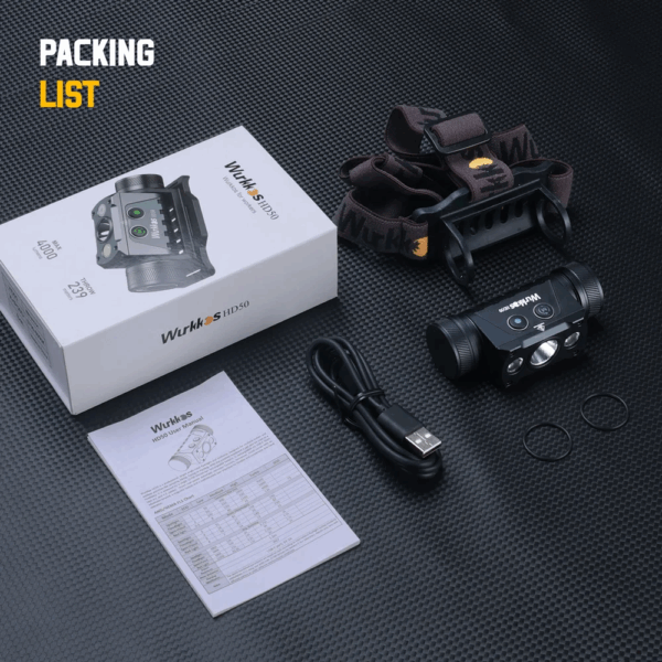Wurkkos HD50 4000 Lumen 239m Throw Rechargeable Headlamp with 21700 Battery