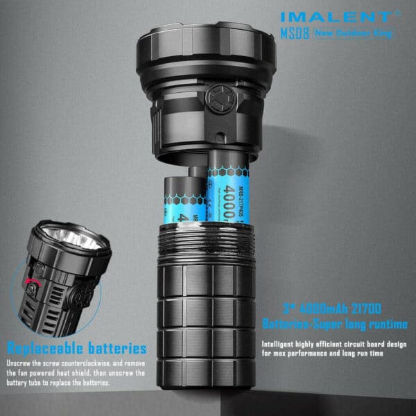 Imalent MS08 34000 Lumen 738m Throw Rechargeable LED Searchlight with Cooling Fans