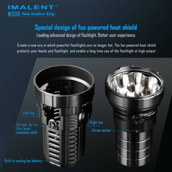 Imalent MS08 34000 Lumen 738m Throw Rechargeable LED Searchlight with Cooling Fans