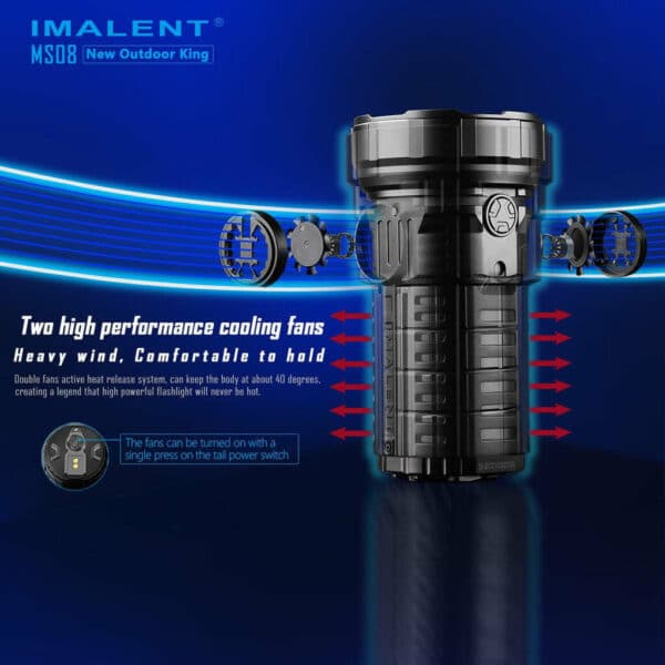 Imalent MS08 34000 Lumen 738m Throw Rechargeable LED Searchlight with Cooling Fans