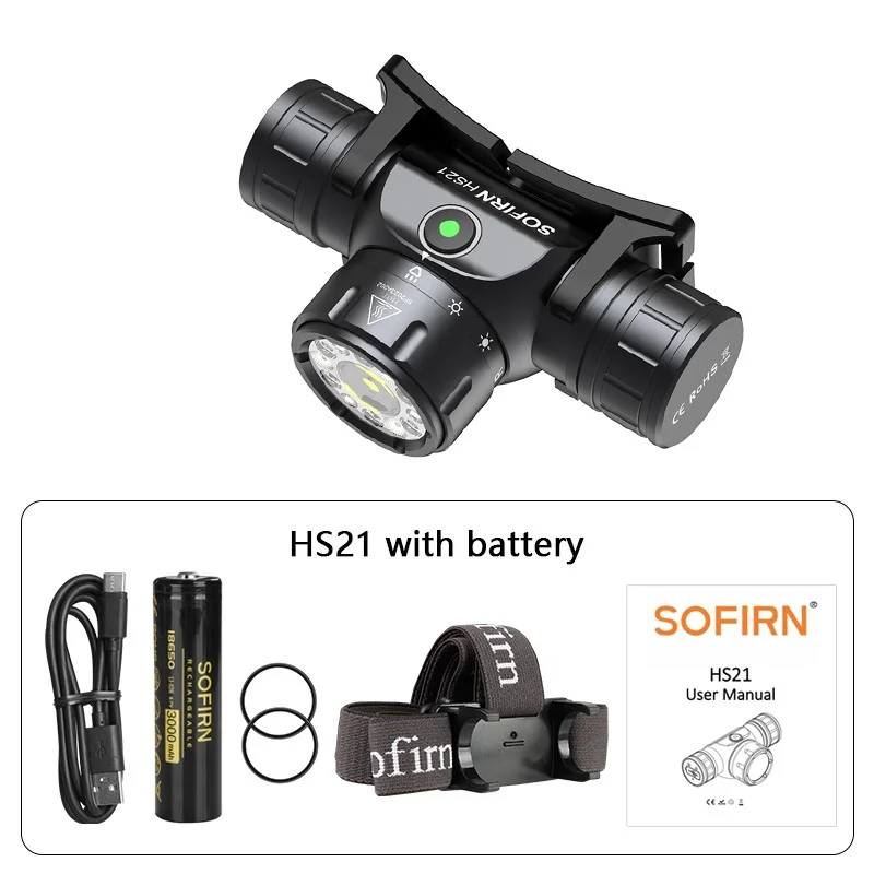 Sofirn HS21 2200 Lumen 230m Throw Rechargeable Headlamp with 18650 Battery