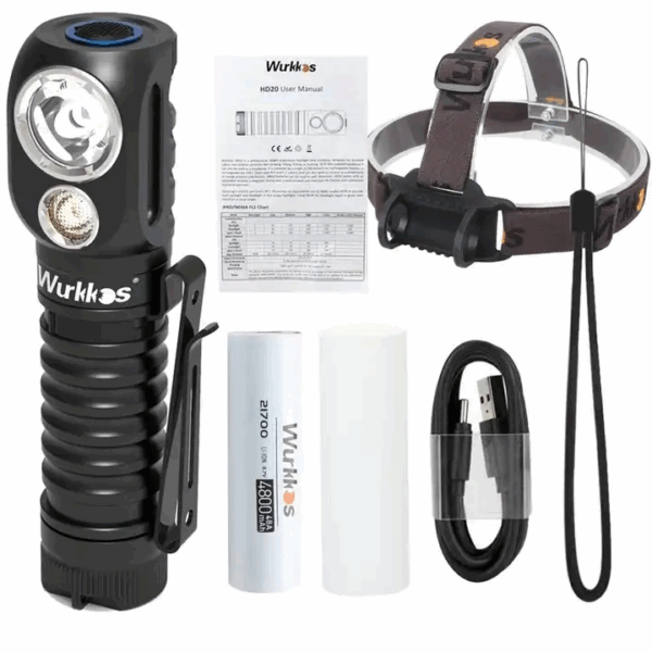 Wurkkos HD20 2000 Lumen 144m Throw Rechargeable Headlamp with Battery