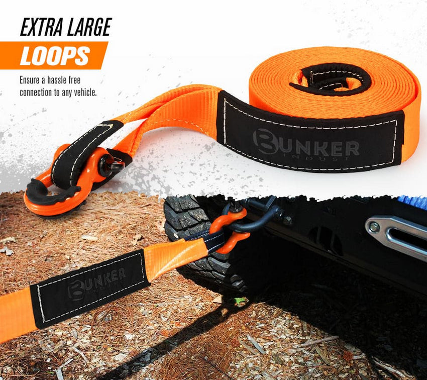 BUNKER INDUST 4WD Recovery Kit Snatch Strap Hitch Receiver Bow Shackles Off Road
