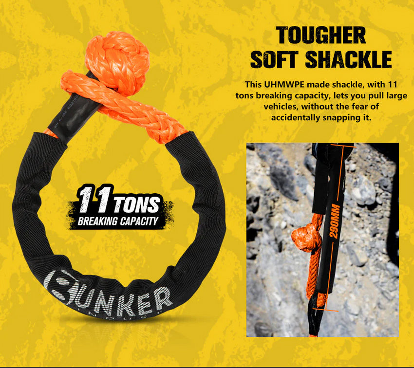 BUNKER INDUST 4WD Complete Recovery Kit Off Road Snatch Strap Dampener 9PCS 4×4