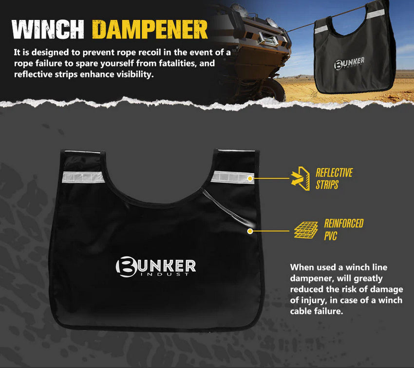 BUNKER INDUST 4WD Complete Recovery Kit Off Road Snatch Strap Dampener 9PCS 4×4