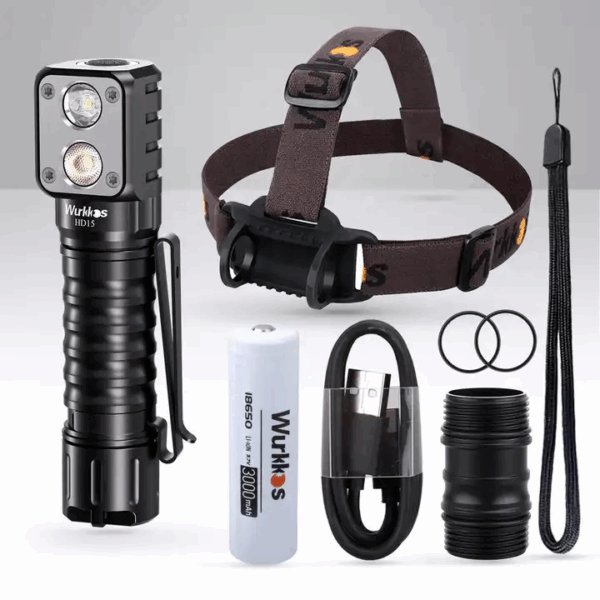 Wurkkos HD15 2000 Lumen 151m Throw Rechargeable Headlamp with 18650 Battery