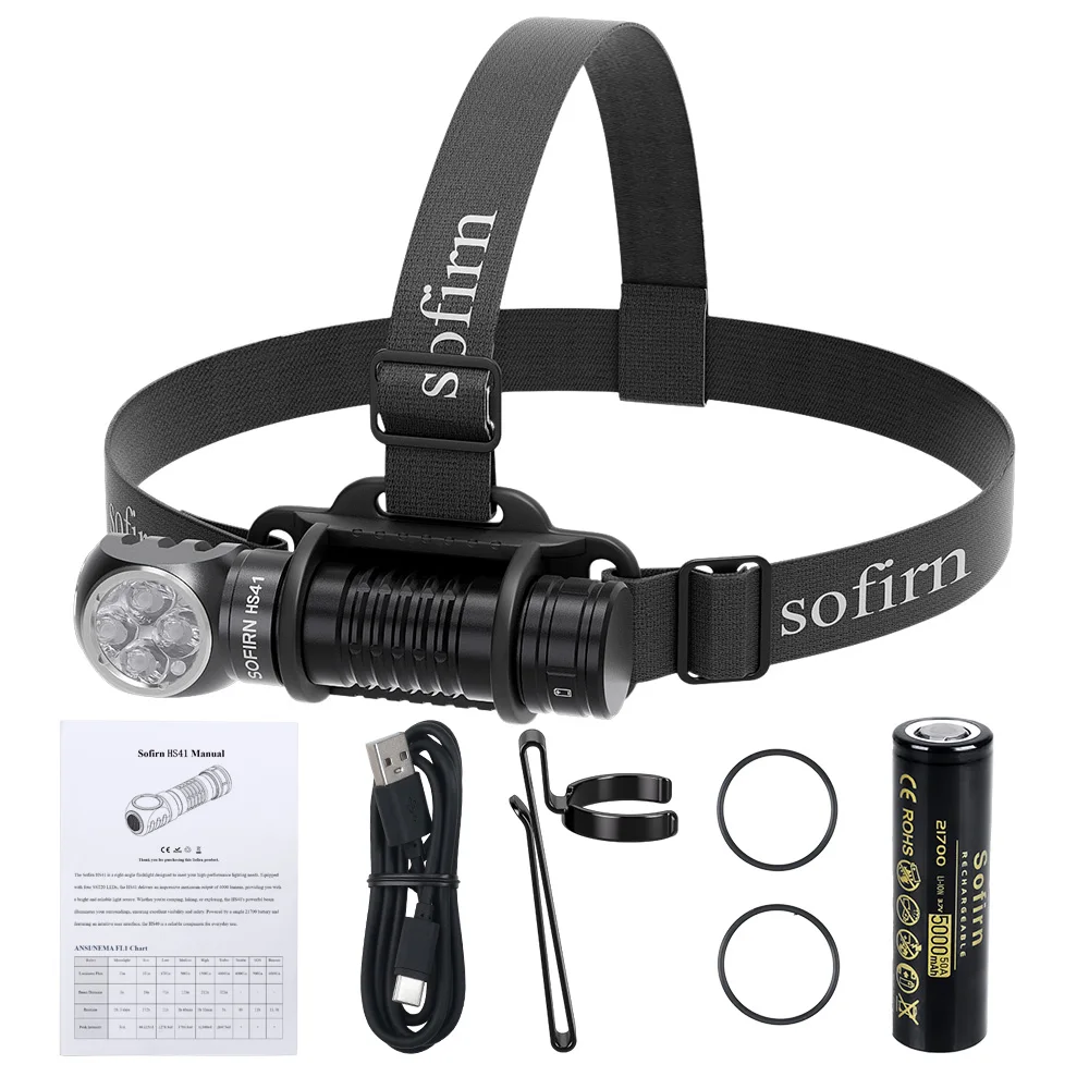 Sofirn HS41 4000 Lumen 325m Throw Rechargeable Headlamp with 21700 Battery
