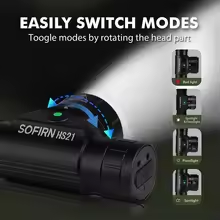 Sofirn HS21 2200 Lumen 230m Throw Rechargeable Headlamp with 18650 Battery