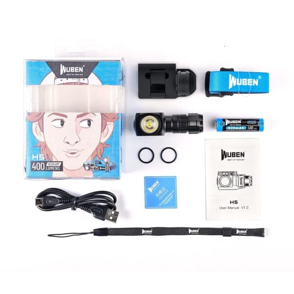 Wuben H5 400 Lumen 73m Throw Rechargeable LED Headlamp Flashlight with 14500 Battery
