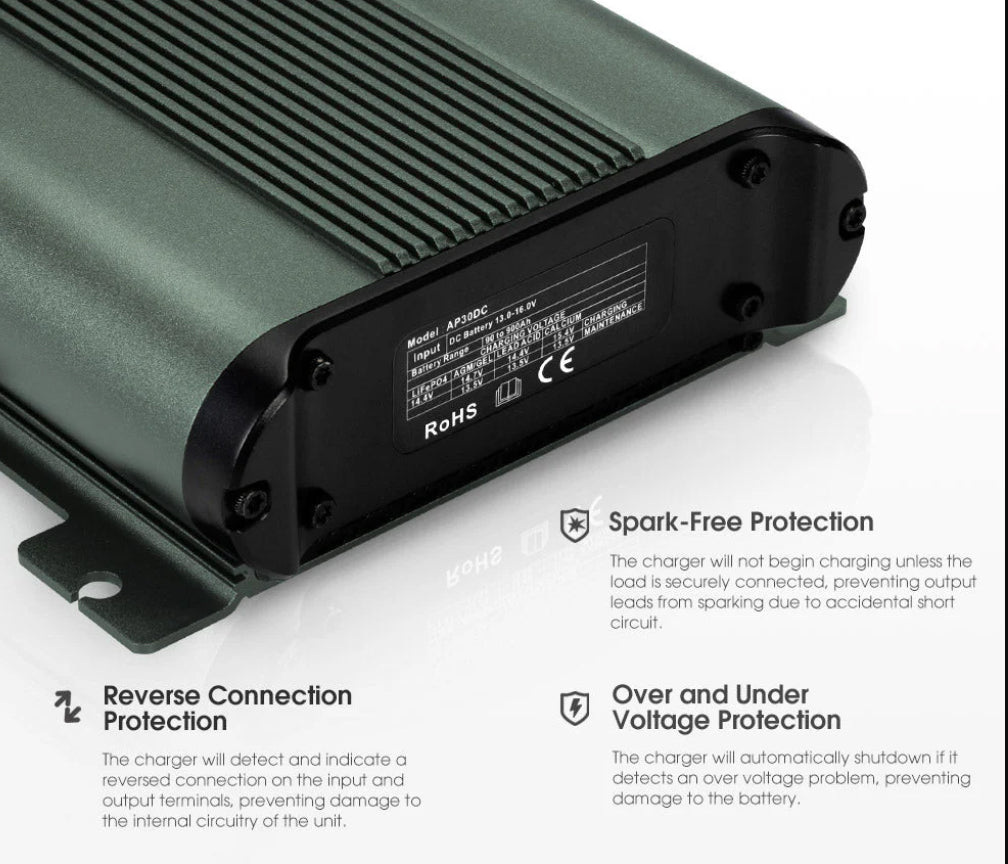 Atem Power 12V 30A DC to DC Battery Charger System Kit Isolator Dual Battery