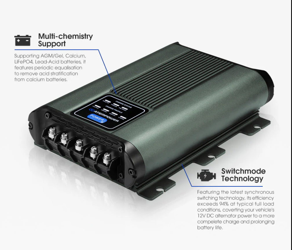 Atem Power 12V 30A DC to DC Battery Charger System Kit Isolator Dual Battery