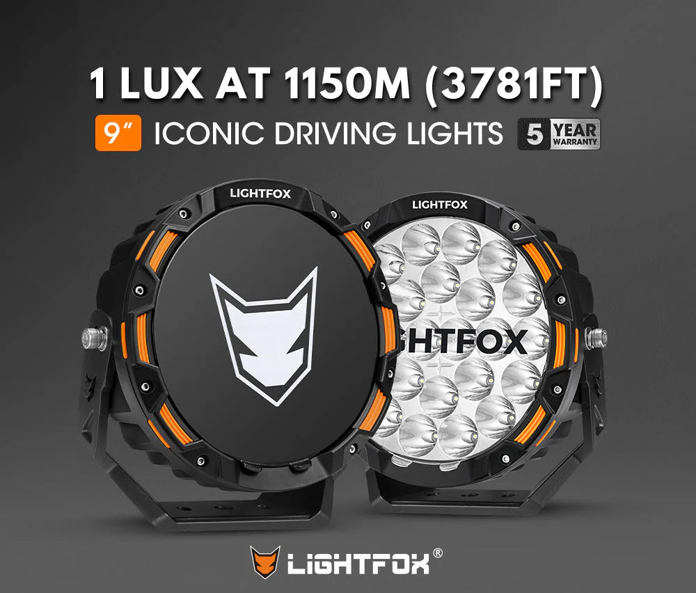 Lightfox 9inch LED Driving Light 1Lux@3,781ft/1,150m IP68 20,200 Lumens