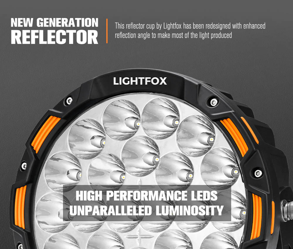Lightfox 9inch LED Driving Light 1Lux@3,781ft/1,150m IP68 20,200 Lumens