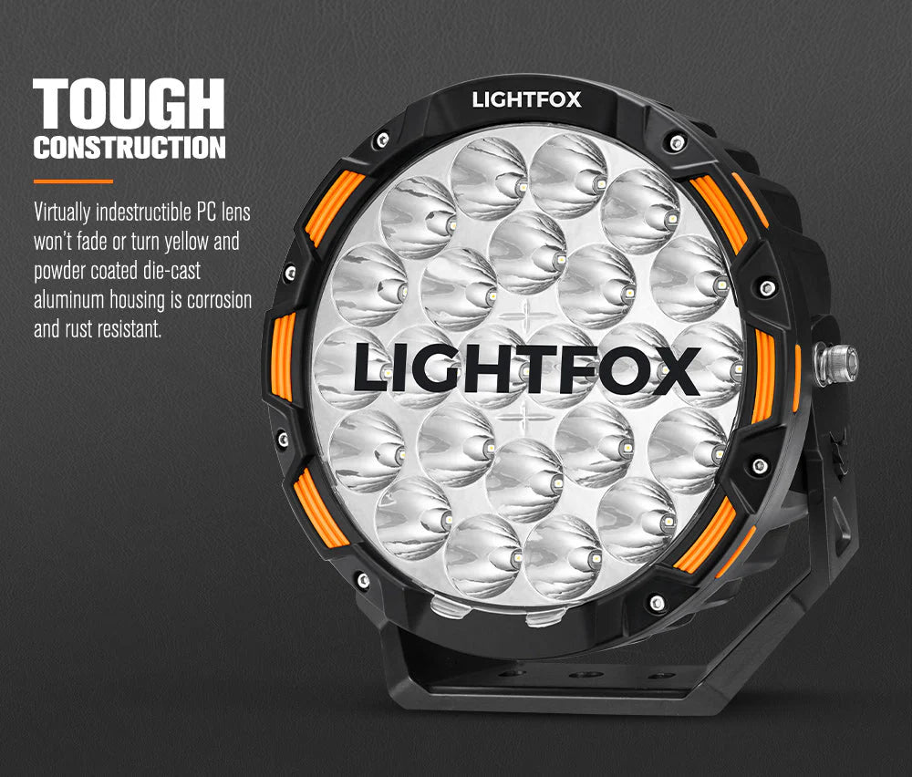 Lightfox 9inch LED Driving Light 1Lux@3,781ft/1,150m IP68 20,200 Lumens
