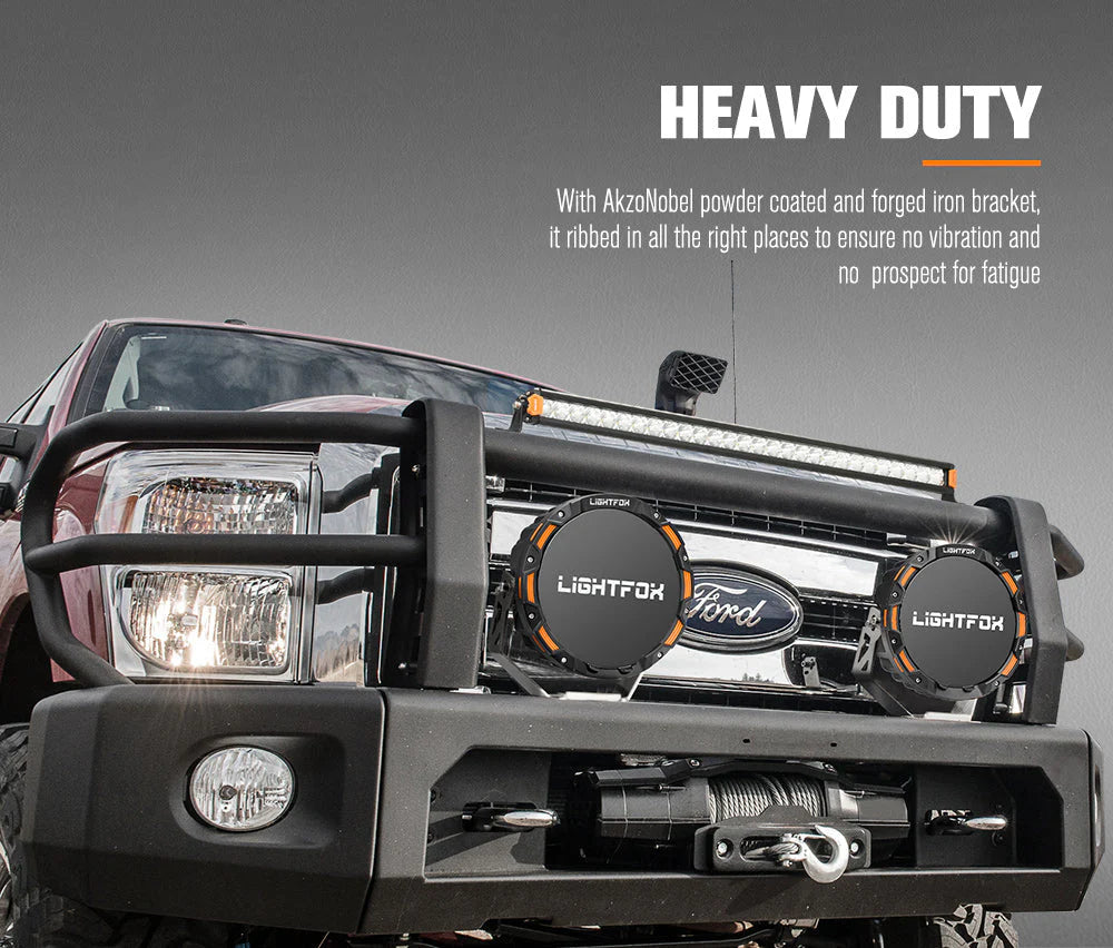 Lightfox OSRAM 9inch LED Driving Lights + 28inch Single Row LED Light Bar + Wiring Kit