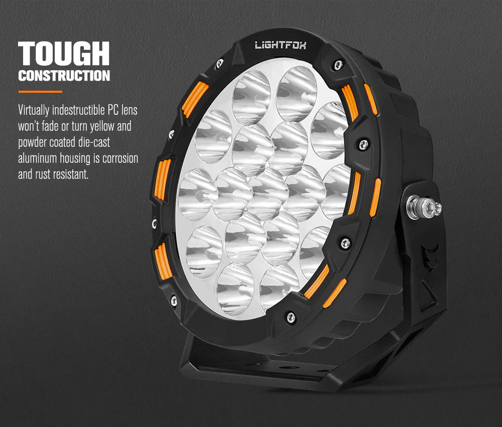 Lightfox 7inch LED Driving Light 1Lux@2,675ft/816m IP68 12,603 Lumens