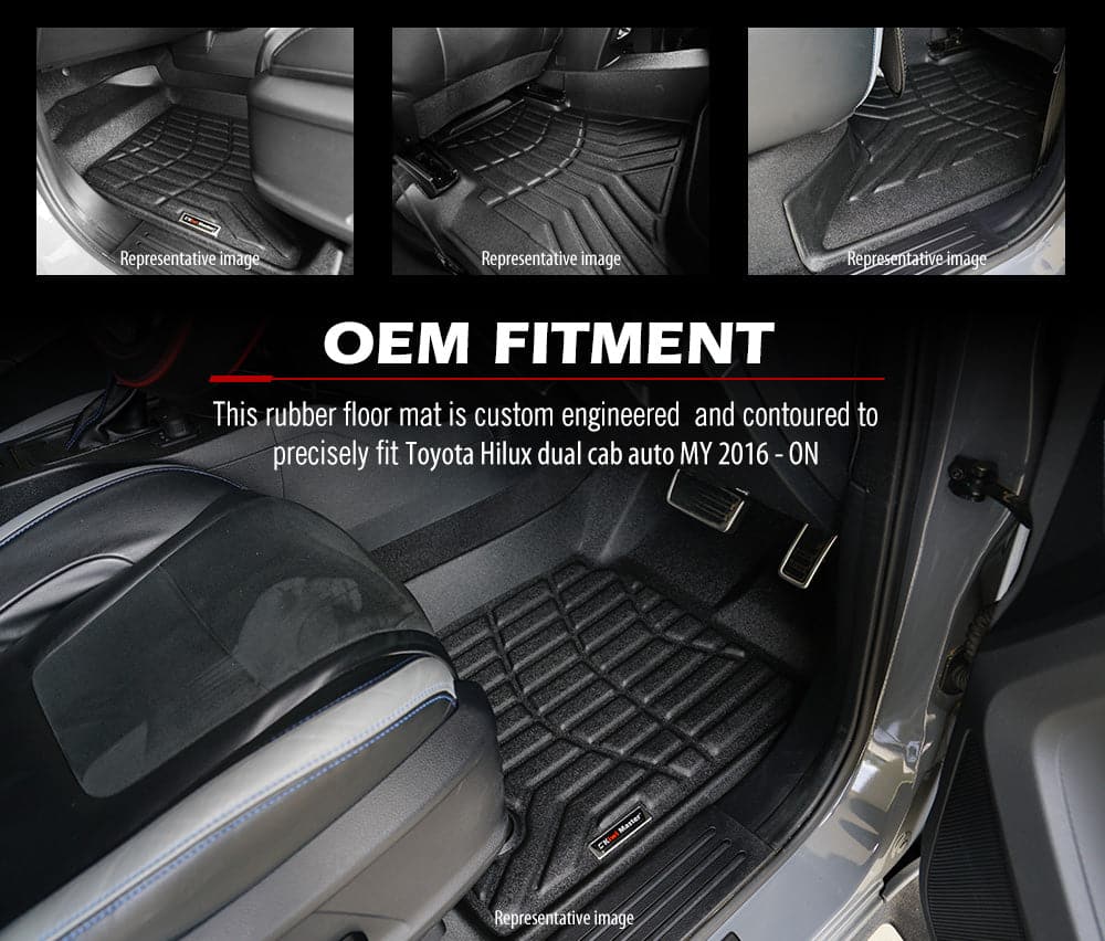 Kiwi Master 3D TPE Car Floor Mats Liner fit Toyota Hilux GD6 Dbl Cab Auto 2016 - New