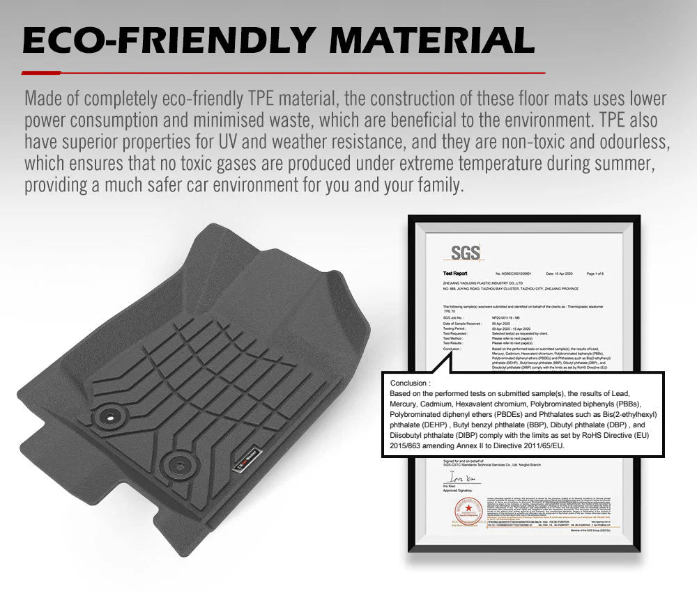 Kiwi Master 3D TPE Car Floor Mat for Ford Ranger Wildtrak Raptor 2011-MY2021 PX PX2