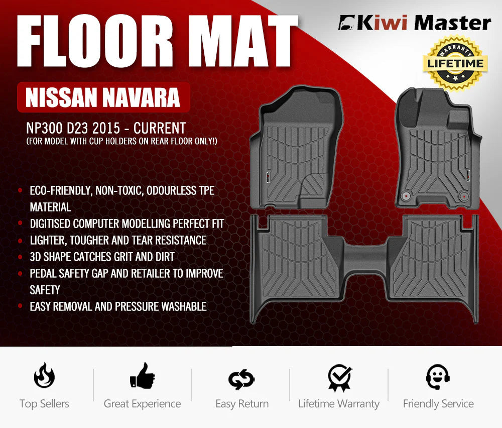 Kiwi Master 3D TPE Floor Mats for Nissan Navara D23 2015-Current