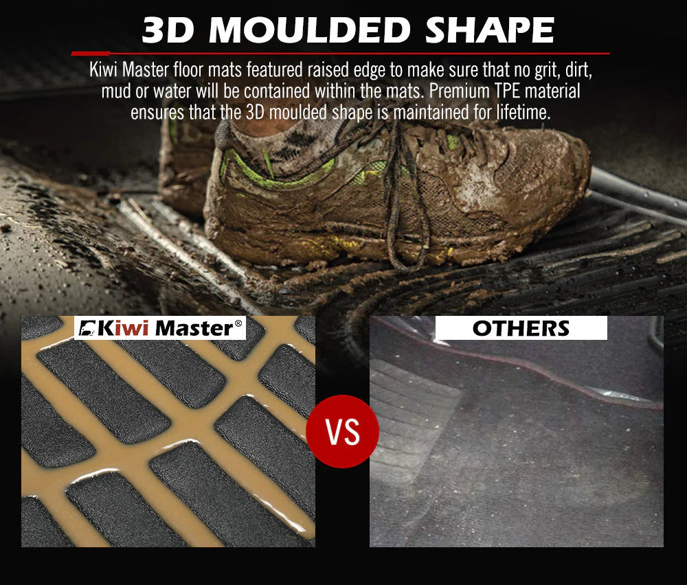 Kiwi Master 3D TPE Floor Mats for Nissan Navara D23 2015-Current