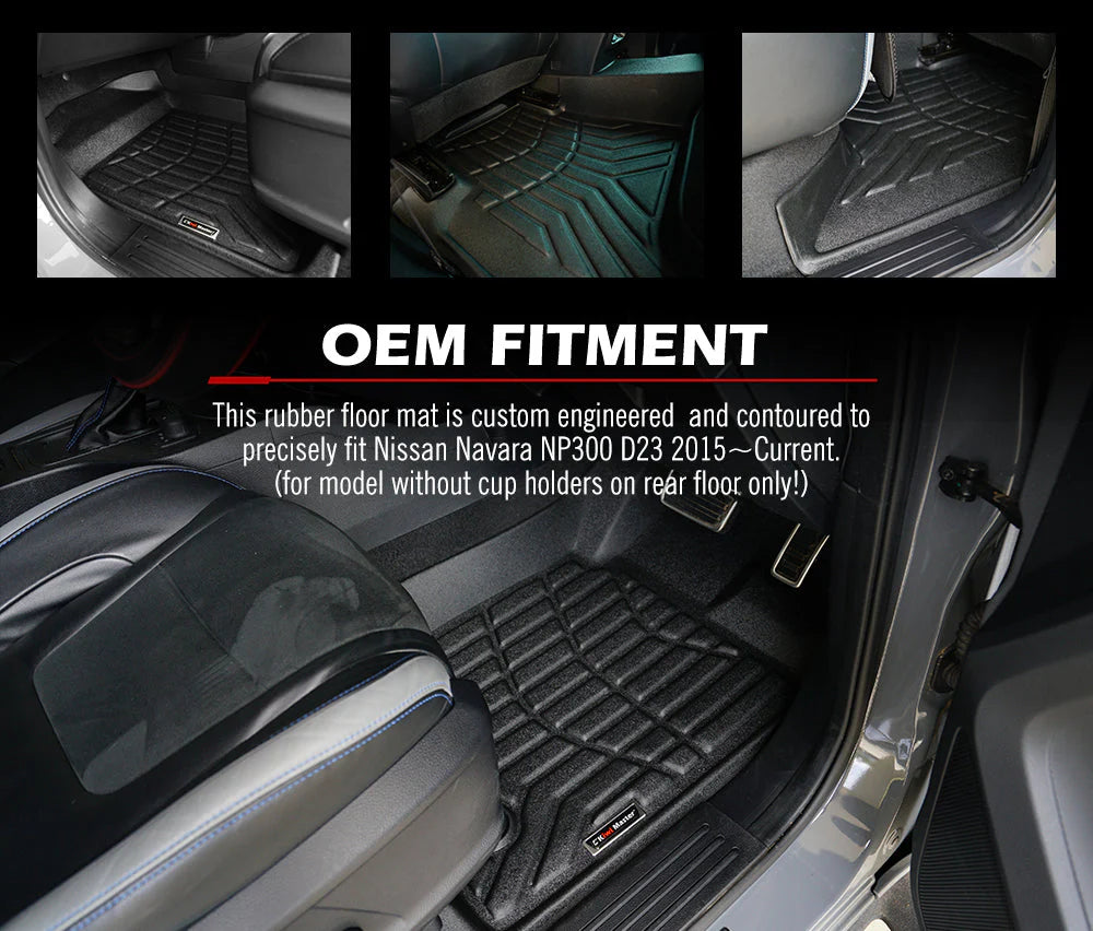 Kiwi Master 3D TPE Floor Mats for Nissan Navara D23 2015-Current