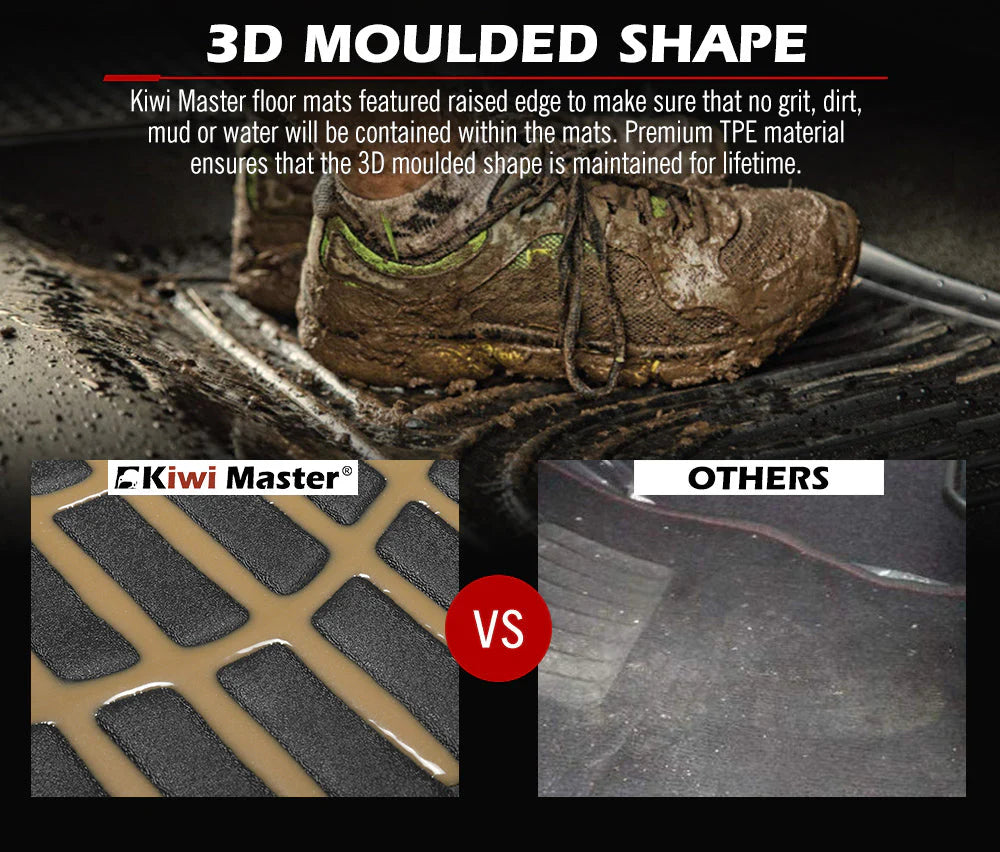 Kiwi Master 3D TPE Car Floor Mats Fit ISUZU D-MAX DMAX Dual Cab UTE 2021+