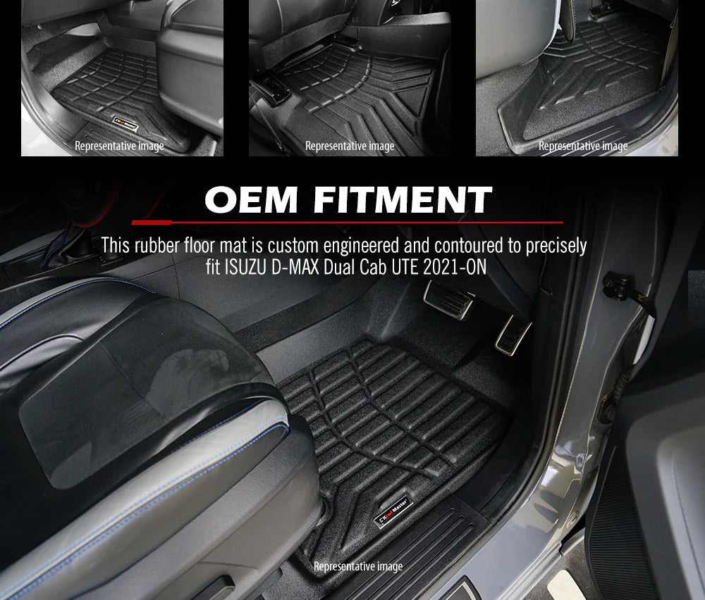 Kiwi Master 3D TPE Car Floor Mats Fit ISUZU D-MAX DMAX Dual Cab UTE 2021+