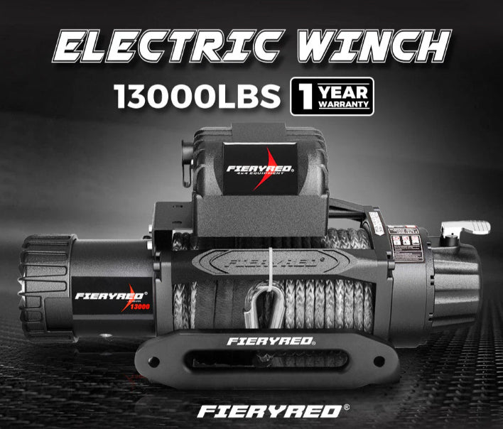 Fieryred 12V 13000LBS(5896KG) Electric Winch Synthetic Rope