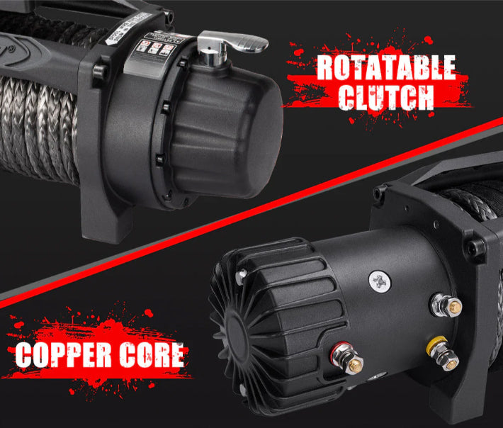 Fieryred 12V 13000LBS(5896KG) Electric Winch Synthetic Rope