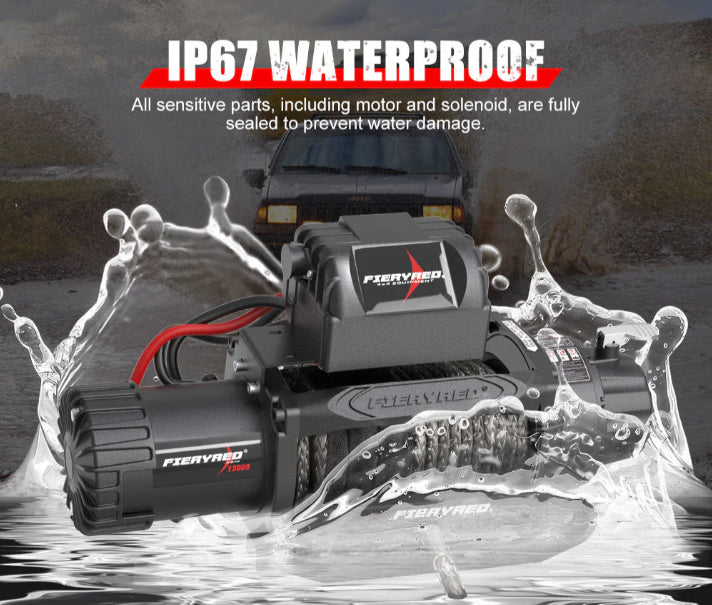 Fieryred 12V 13000LBS(5896KG) Electric Winch Synthetic Rope