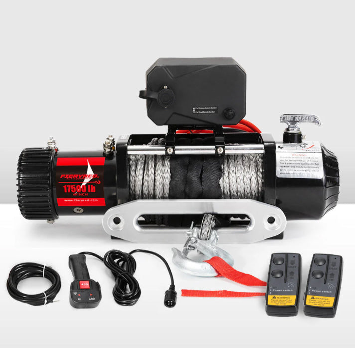 Fieryred 17500LBS Winch Wireless Synthetic Rope 12V Remote Atv 4WD
