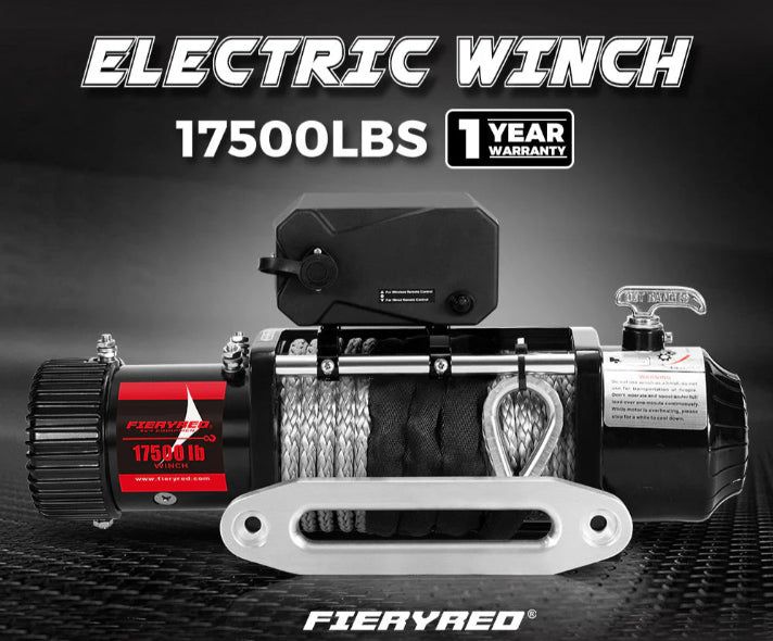 Fieryred 17500LBS Winch Wireless Synthetic Rope 12V Remote Atv 4WD