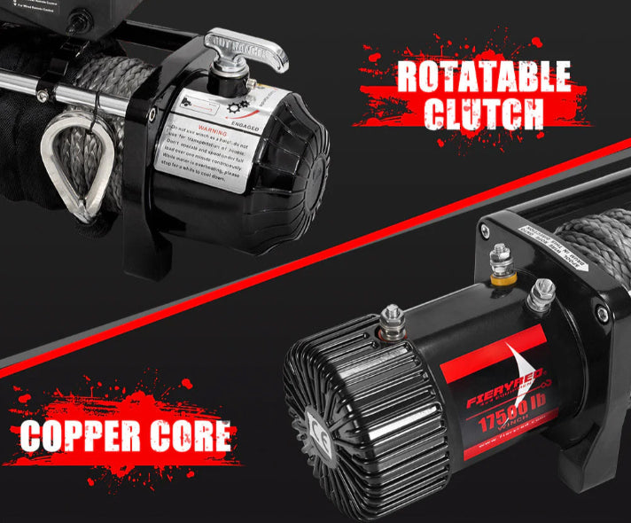 Fieryred 17500LBS Winch Wireless Synthetic Rope 12V Remote Atv 4WD