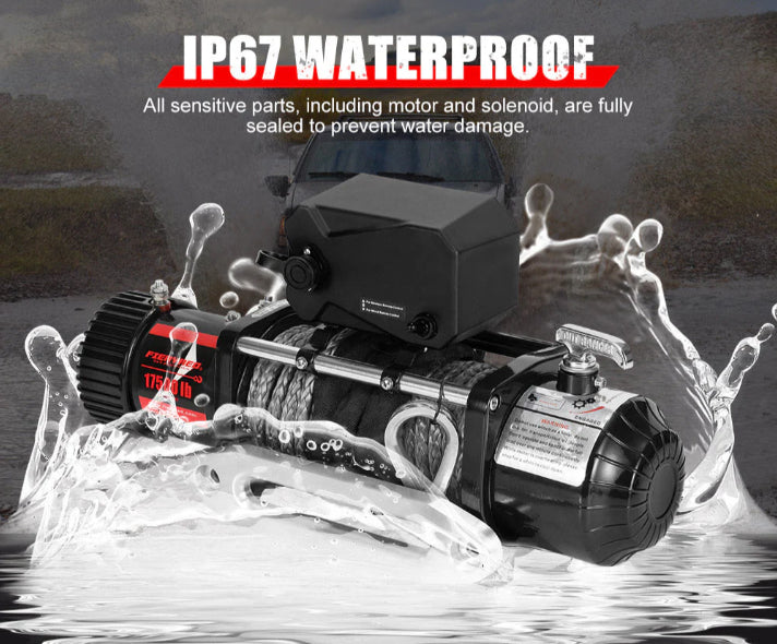 Fieryred 17500LBS Winch Wireless Synthetic Rope 12V Remote Atv 4WD