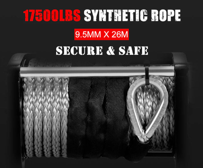 Fieryred 17500LBS Winch Wireless Synthetic Rope 12V Remote Atv 4WD