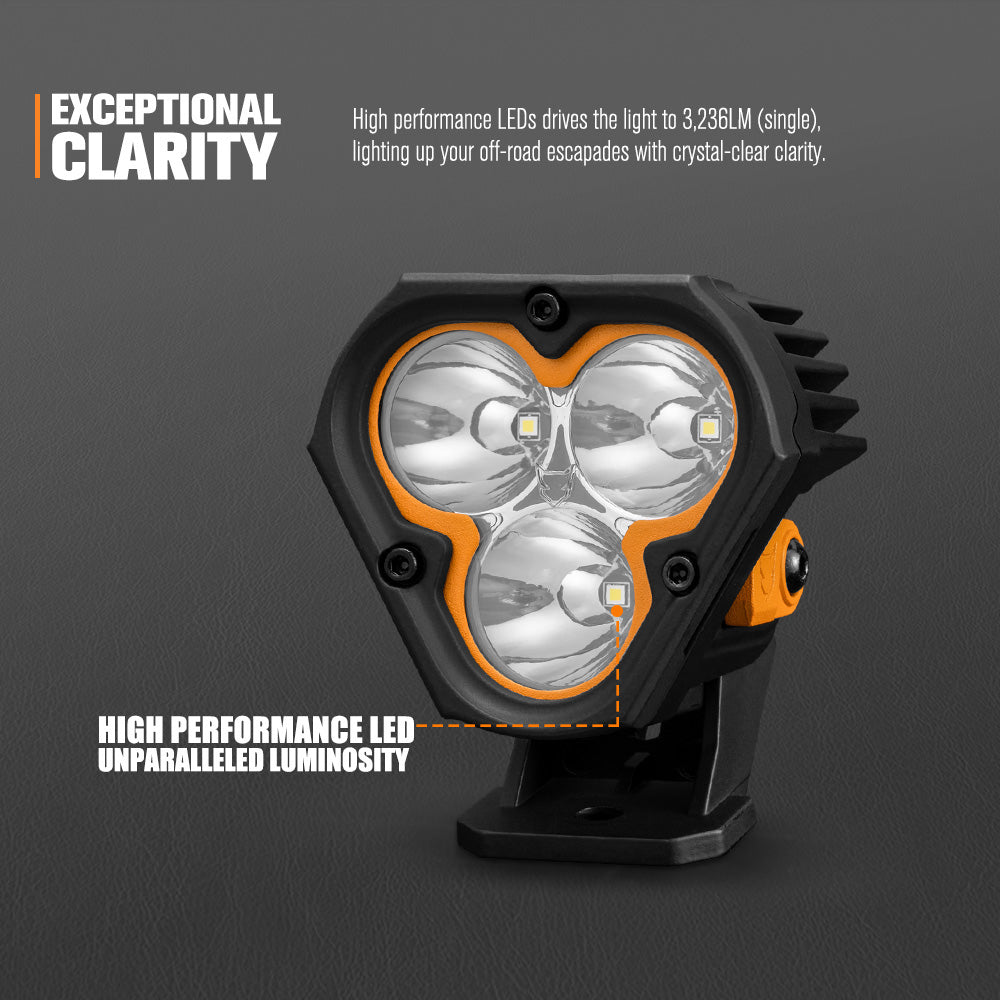 Lightfox Cygnus-3 3inch Pair LED Pod Lights 1Lux@1,181ft IP68 3,236