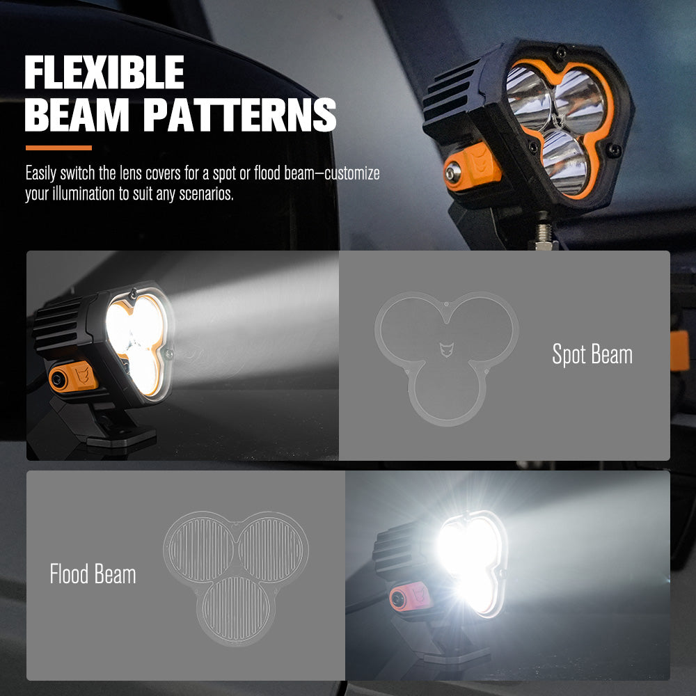 Lightfox Cygnus-3 3inch Pair LED Pod Lights 1Lux@1,181ft IP68 3,236