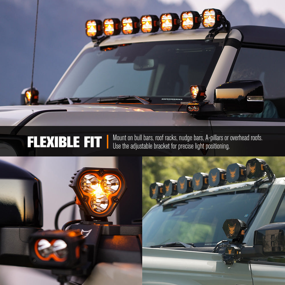 Lightfox Cygnus-3 3inch Pair LED Pod Lights 1Lux@1,181ft IP68 3,236