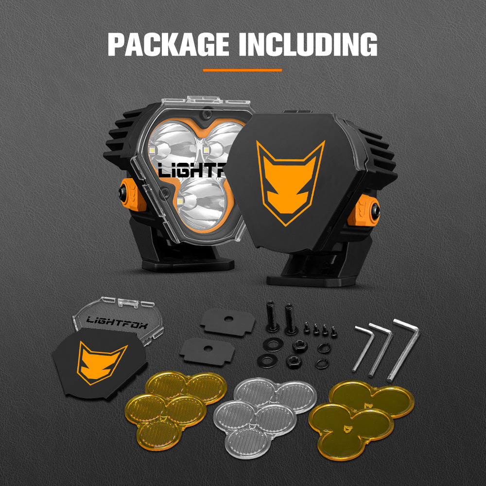 Lightfox Cygnus-3 3inch Pair LED Pod Lights 1Lux@1,181ft IP68 3,236