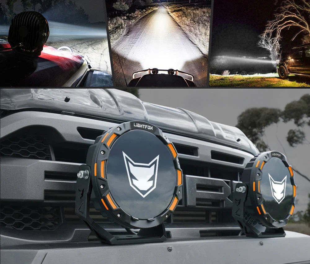 Lightfox 9inch Laser LED Driving Lights 1Lux@7,302ft/2,226m IP68 15,046 Lumens