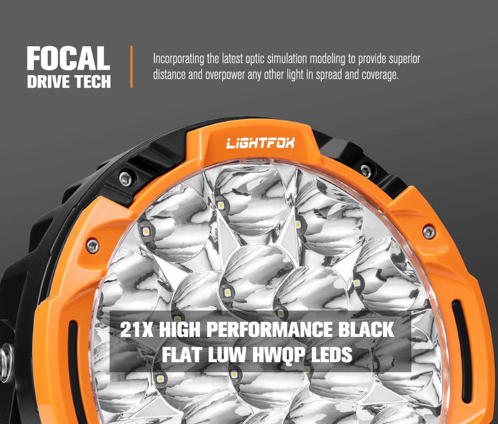 Lightfox 7inch LED Driving Light 1Lux@5,512ft/1,680m IP68 13,600 Lumens