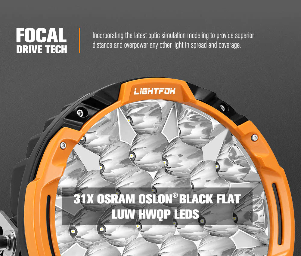 Lightfox Osram 9inch LED Driving Lights + 28inch Single Row LED Light Bar with Wiring Kit
