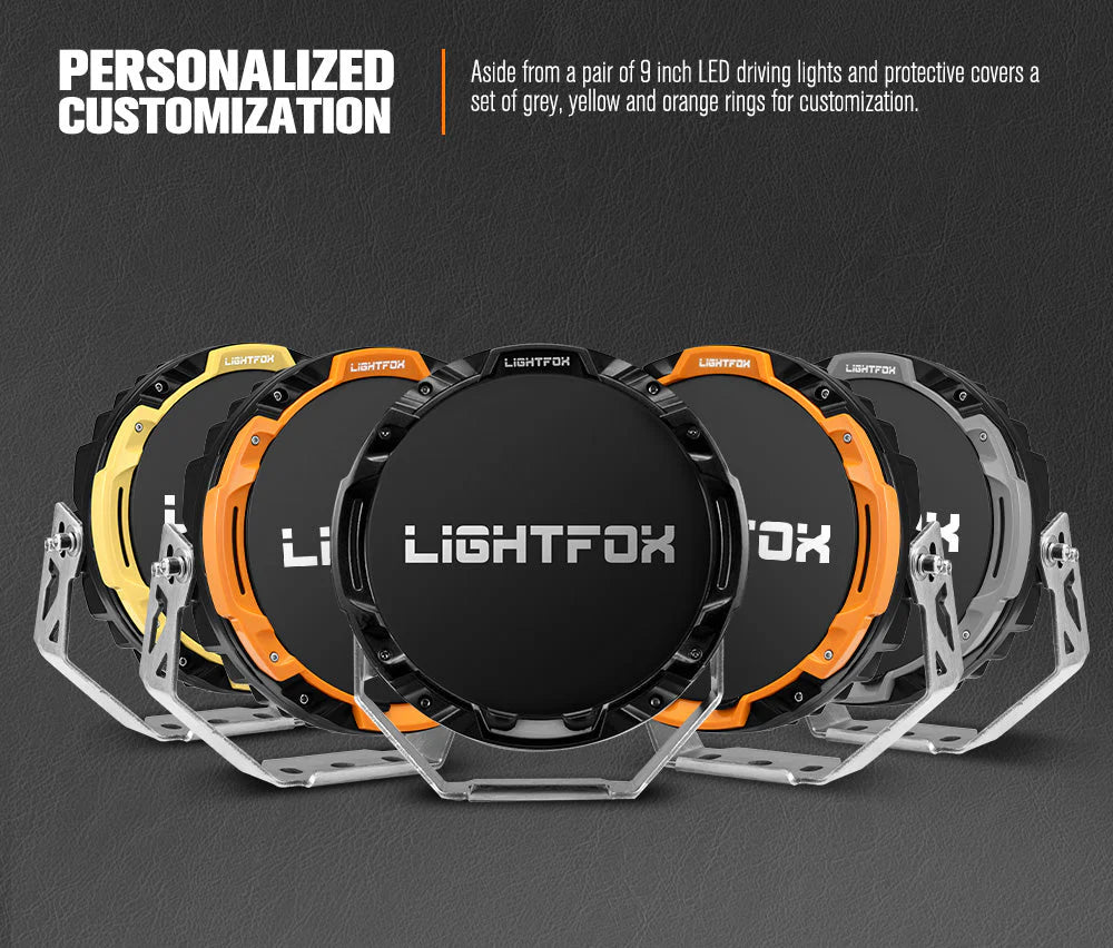 Lightfox Osram 9inch LED Driving Lights + 28inch Single Row LED Light Bar with Wiring Kit