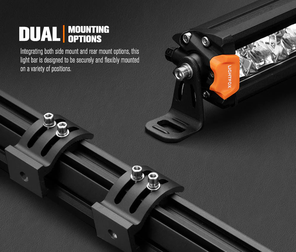 Lightfox Osram 9inch LED Driving Lights + 28inch Single Row LED Light Bar with Wiring Kit
