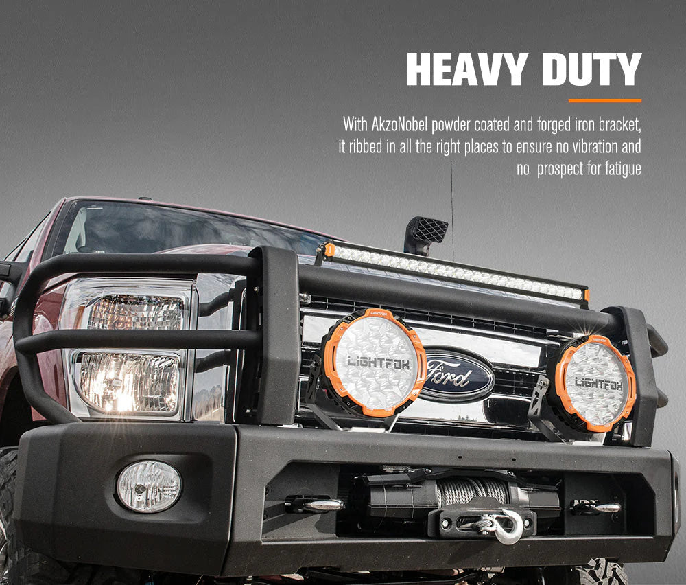 Lightfox Osram 9inch LED Driving Lights + 28inch Single Row LED Light Bar with Wiring Kit