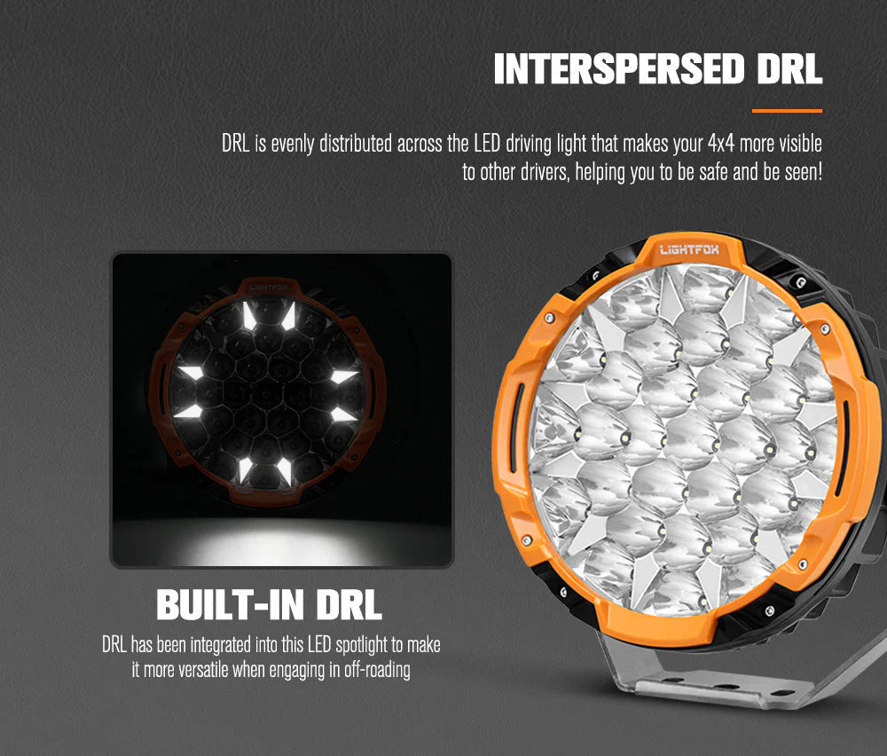 Lightfox Osram 9inch LED Driving Lights + 30inch Dual Row LED Light Bar with Wiring Kit