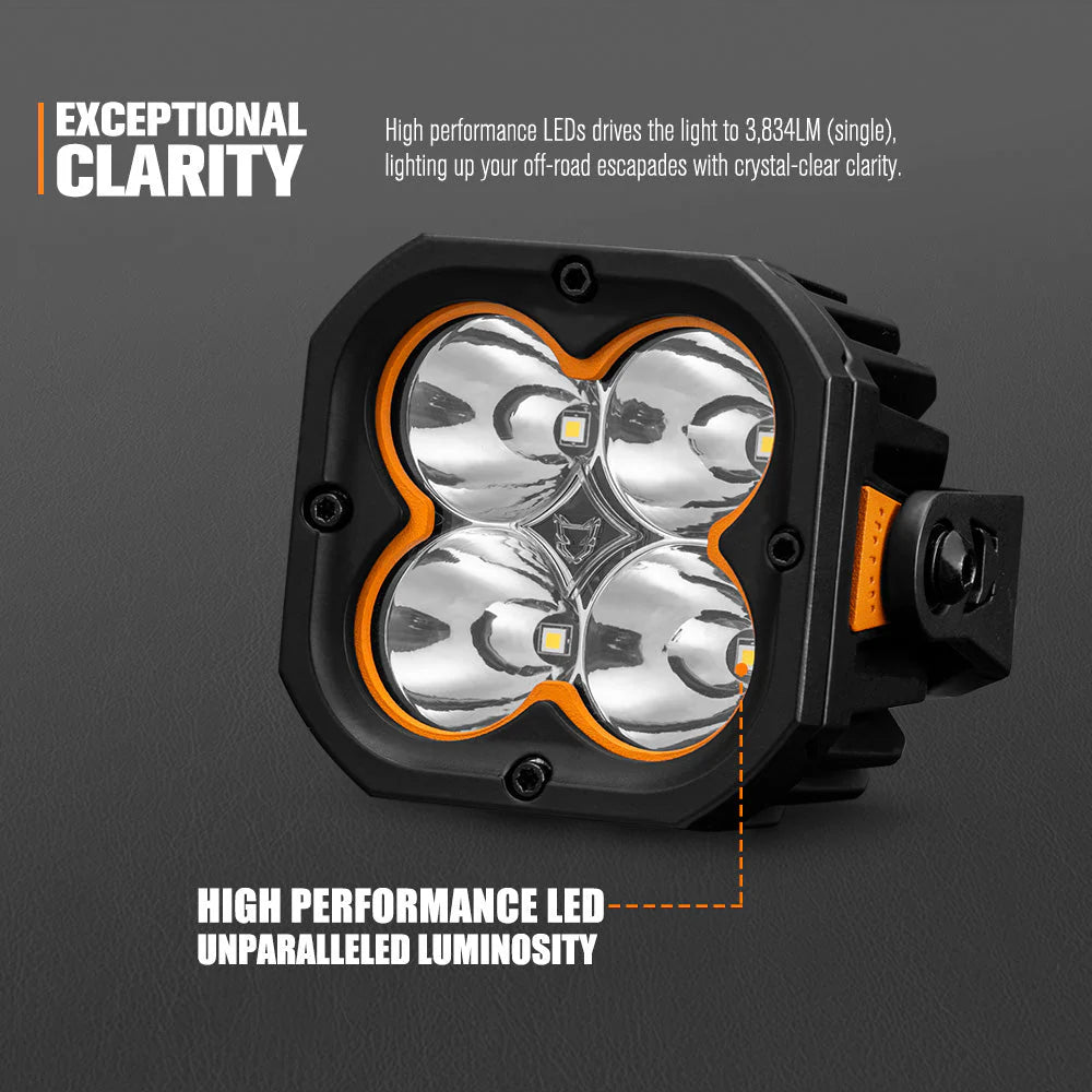 Lightfox Cygnus-4 3inch Pair LED Pod Lights 1Lux@1,248 ft IP68 3,834