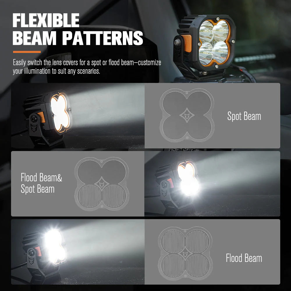 Lightfox Cygnus-4 3inch Pair LED Pod Lights 1Lux@1,248 ft IP68 3,834